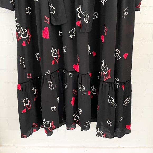 Zara Maxi dress goth Flowy Tie front Hearts Whimsical Novelty print XS Oversized - Picture 12 of 16